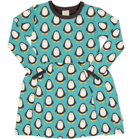 Teal Penguin Twirly Dress